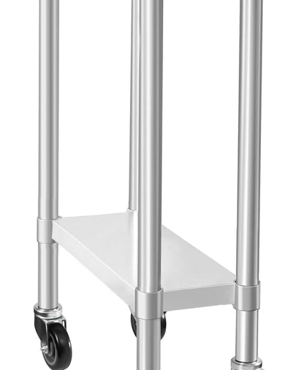 HARDURA Stainless Steel Commercial Work Table with Wheels Prep & Work Metal Table 30×12 Inches Heavy Duty NSF with Casters and 2" Backsplash