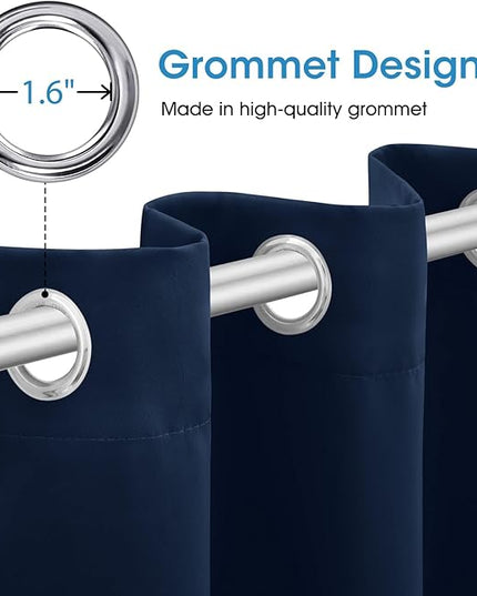 HOMEIDEAS Dark Navy Blackout Curtains for Bedroom 52 X 63 Inch Length 2 Panels Set Room Darkening Bedroom Curtains, Soundproof Thermal Grommet Window Curtains for Living Room