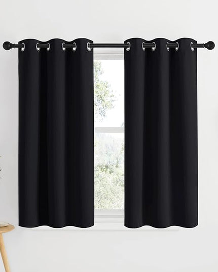 NICETOWN Black Out Cafe Curtains 48 inch Long 2 Panels Burg - Solid Thermal Insulated Grommet Light Reducing Curtains & Drapes for Bathroom/Nursery (W37 x L48, 2 Panels)