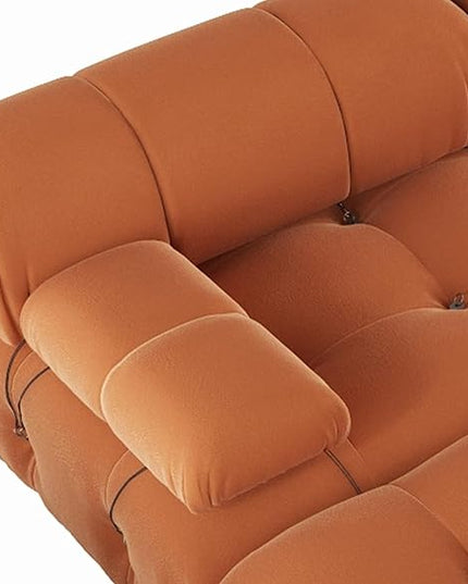 JACH U-Shaped Modular Sectional Couch, 138"" Minimalist Velvet Sofas, Convertible Couches, Mid-Century Modern Sectional Sofa with Chaise Ottomans for Living Room Apartment (Orange), 105OR-U-U