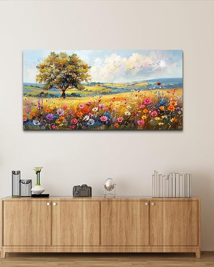 hyidecorart Canvas Wall Art For Living Room Wall Decor For Bedroom Office Decorations Field Pictures Artwork Flower Scenery Watercolour Wall Paintings Aesthetic Room Home Decor Ready to Hang