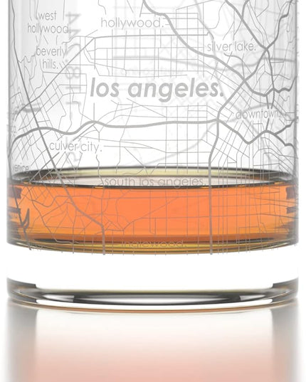 Well Told Engraved Los Angeles California Map Rocks Glass, Old Fashioned Whiskey Glass (11 oz, Clear) Etched Whiskey Glass, Gifts For Whiskey Lovers
