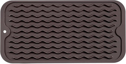 Silicone Dish Drying Mat for Multiple Usage,Easy clean,Eco-friendly,Heat-resistant Silicone Mat for Kitchen Counter or Sink,Refrigerator or Drawer Liner Coffee S 12 inches x 6 inches