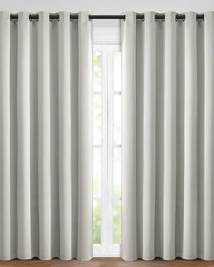 Yakamok Blackout Curtains Room Darkening Thermal Insulated Window Panels,Solid Grommet Top Drapes for Bedroom/Living Room(62Wx84L, Light Beige, 2 Panels)