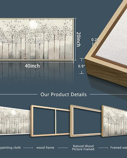 hyidecorart Natural Wood Framed Canvas Wall Art For Living Room Large Wall Decorations For Bedroom Room Office Wall Decor Abstract Scenery Wall Painting Prints Pictures Artwork Home Boho Wall Decor
