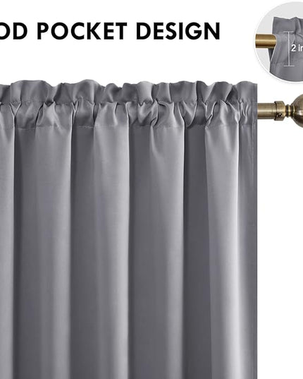 DWCN Grey Blackout Curtains for Bedroom, Thermal Insulated Energy Saving Room Darkening Curtains for Living Room (W60 x L84 inch, Set of 2 Panels, Top of Rod Pocket)