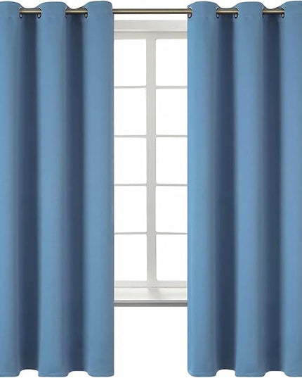 BGment Blackout Curtains for Bedroom - Grommet Thermal Insulated Room Darkening Curtains for Living Room, Set of 2 Panels (42 x 63 Inch, Faded Denim)