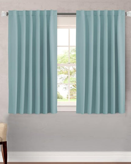 H.VERSAILTEX Blackout Curtains Thermal Insulated Window Treatment Panels Room Darkening Blackout Drapes for Living Room Back Tab/Rod Pocket Bedroom Draperies (2 Panels, Mineral Blue, 52 x 45 Inch)
