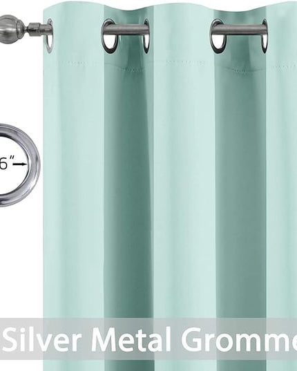 Yakamok Blackout Curtains Room Darkening Thermal Insulated Window Panels,Solid Grommet Top Drapes for Bedroom/Living Room(42Wx84L, Aqua, 2 Panels)