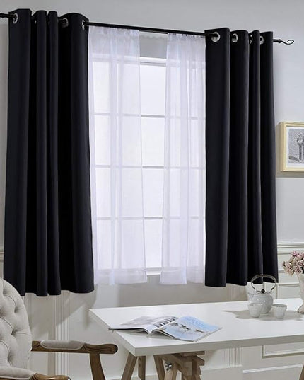 NICETOWN Blackout Curtains 63 inch Length 2 Panels Burg - Easy Care Solid Thermal Curtains Grommet Blackout Window Treatments for Bedroom/Kids Room (W52 x L63, Black)