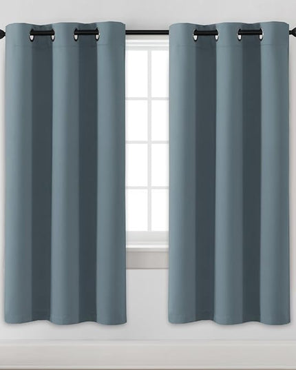 H.VERSAILTEX Blackout Curtains for Bedroom Thermal Insulated Room Darkening Living Room Curtains 72 Inch Long Grommet Privacy Protection Window Curtain Panels/Drapes for Nursery, 2 Panels,Stone Blue