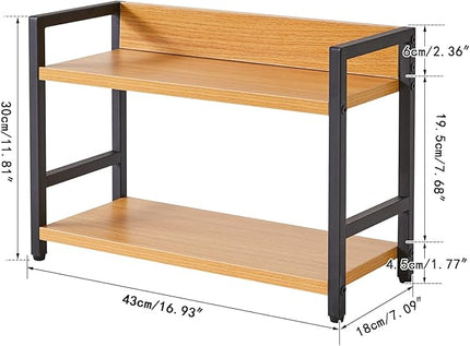 IBUYKE 2-Tier Spice Rack Industrial Counter Shelf Desktop Storage Organizer Standing Seasoning Rack for Countertop Kitchen Office Living Room Desktop Nature,UTLJ002N