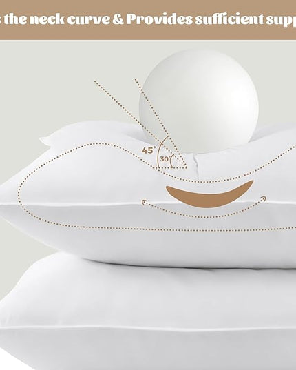 WOLKI Feather Down Alternative Pillows King Size Set of 2, 100% Soft Cotton Shell Bed Pillow, Hotel Sleeping Pillow for Back, Stomach or Side Sleepers 20x36
