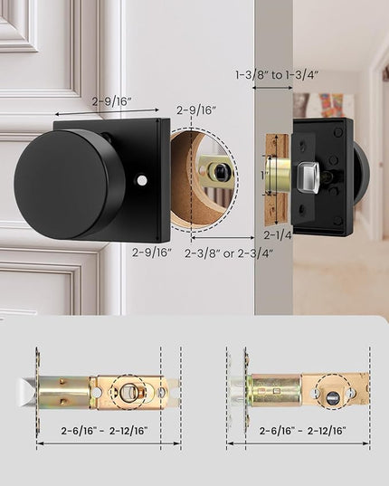 Black Door Knobs with Deadbolt, Heavy Duty Front Door Knob and Deadbolt Set, Exterior Door Knob with Single Cylinder Deadbolt Lock Set (1 Pack)