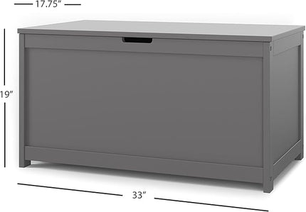 Child Craft Harmony 33” Wood Toy Box, Large Storage Chest, Plenty of Storage, 2 Safety Hinges, Standard Ventilation Hole on Back, 6 Cubic Feet of Storage (Cool Gray)