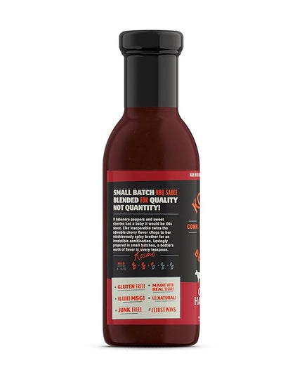 Kosmos Q Cherry Habanero BBQ Sauce, Sweet & Spicy Barbecue Sauce with Tart Cherries & Habanero Heat for Ribs, Pork, Chicken, & Brisket, BBQ Glaze with Real Sugar & Cherry Juice, Gluten Free, 15.5 Oz