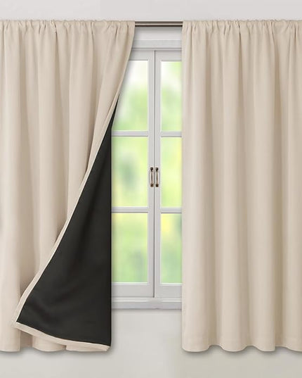 BGment Champagne Blackout Curtains for Bedroom 63 Inch Length, Thermal Insulated Full Room Darkening Soundproof Window Curtains Drapes with Rod Pocket, 2 Panels，Each Panel 52 Inch Wide