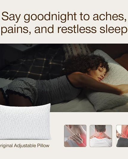Coop Home Goods Original Adjustable Pillow, King Size Bed Pillows for Sleeping, Cross Cut Memory Foam Pillows - Medium Firm Back, Stomach and Side Sleeper Pillow, CertiPUR-US/GREENGUARD Gold