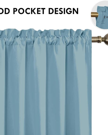DWCN Blackout Curtains for Living Room Thermal Insulated, Energy Saving & Noise Reducing Bedroom Curtains, Stone Blue, W 60x L 84 Inch, Set of 2 Rod Pocket Curtain Panels