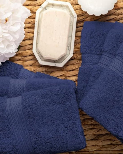 Superior Egyptian Cotton Pile Face Towel/Washcloth Set of 6, Ultra Soft Luxury Towels, Thick Plush Essentials, Absorbent Heavyweight, Guest Bath, Hotel, Spa, Home Bathroom, Shower Basics, Navy Blue