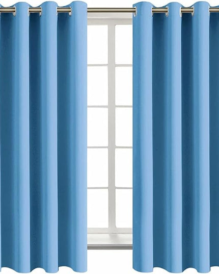 BGment Room Darkening Curtains 63 Inches Long - Grommet Thermal Insulated Drapes Window Treatment Curtains for Bedroom, 2 Panels, 52 x 63 Inch, Sky Blue