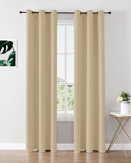 ChrisDowa Blackout Curtains 78 inches Long for Bedroom - 2 Panels Set Grommet Thermal Insulated Room Darkening Curtains for Living Room (Biscotti Beige, 42 x 78 Inch)