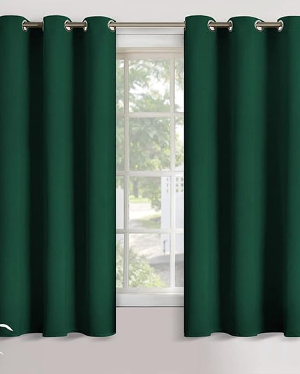 YoungsTex Emerald Green Blackout Curtains 63 Inch Length for Bedroom - Thermal Insulated with Grommet Room Darkening Window Curtains for Christmas Living Room, 2 Panels, 42 x 63 Inch