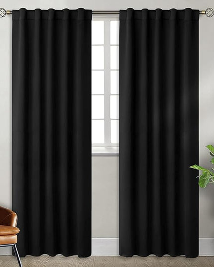 BGment Halloween Black Blackout Curtains 84 inches Long - Rod Pocket and Back Tab Thermal Insulated Bedroom Drapes for Living Room, 42 x 84 Inches, 2 Window Curtain Panels