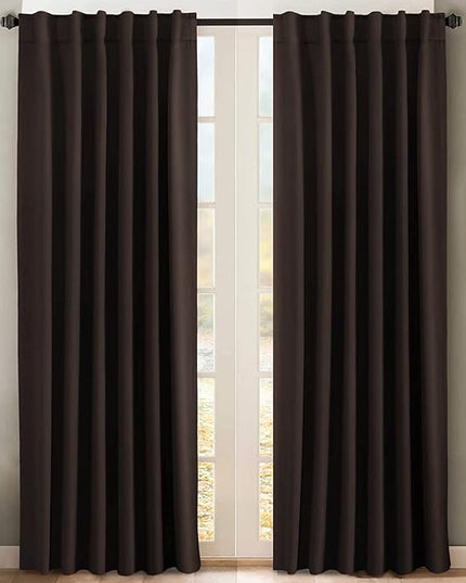 H.VERSAILTEX Blackout Curtains Thermal Insulated Window Treatment Panels Room Darkening Blackout Drapes for Living Room Back Tab/Rod Pocket Bedroom Draperies, 52 x 84 Inch, Chocolate Brown, 2 Panels