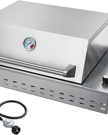 34-Inch Premium Built-In Liquid Propane Griddle for Outdoor Kitchen, 3-Burner Heavy Duty Stainless Steel Flat Top Grill with Lid, 48,000 BTUs, Large Cooking Area for BBQ Island, Outdoor Cooking,Silver