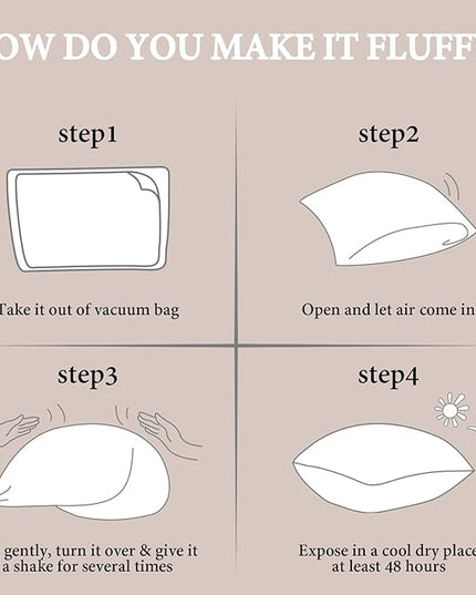 BHZ Beige Satin Goose Down Feather Pillows King Size with Pillowcase for Hair and Skin, Cooling Pillow Cases Similar to Silk Pillow Cases, Decorative for Women, Mom Men