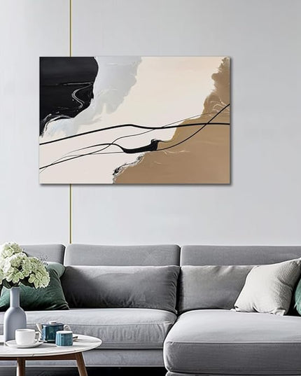 Abstract Wall Art Canvas Decor Large Abstract Art Paintings for Living Room Brown and Grey Fantasy Graffiti Pictures for Home Bedroom Kitchen Decorations (32x48inches)