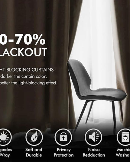 MIULEE 2 Panels Blackout Velvet Curtains Solid Soft Grommet Camel Beige Curtains Thermal Insulated Soundproof Room Darkening Drapes/Panels for Living Room Bedroom 52 x 90 Inch