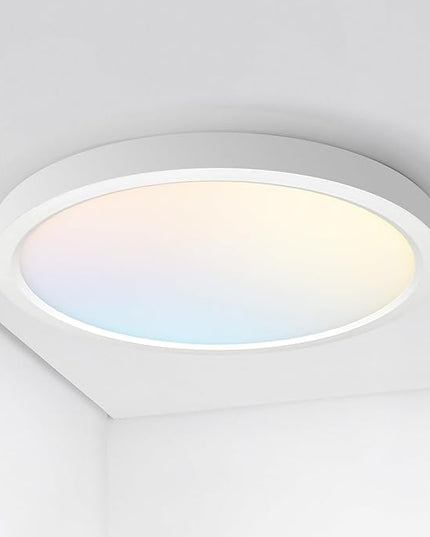 ASD LED 18" Round Flush Mount Ceiling Light Fixture, Low Profile Surface Lighting | 5CCT, Dimmable, Ultra-Thin, ETL Listed | 32W 2600LM 2700-6000K 100-277V | Kitchen, Bedroom, Hallway Lamp | White