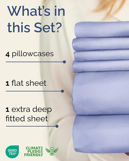 Extra Deep Full Sheet Set - 6 Piece Breathable & Cooling Sheets - Hotel Luxury Bed Sheets Set - Easy & Secure Fit - Soft, Wrinkle Free & Comfy Sheets Set - Lavender Sheet Set with Extra Deep Pockets
