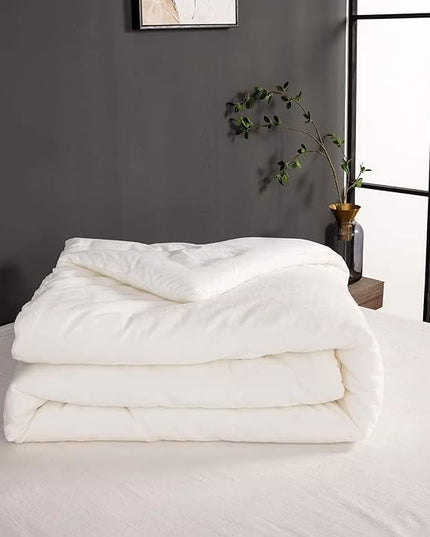 Houseri White Velvet California King Comforter Set Fluffy Solid Bedding Sets Flannel Cal Plain Sherpa Oversized Warm Fuzzy Puffy Size Cal King(96''*104''-Comforter)