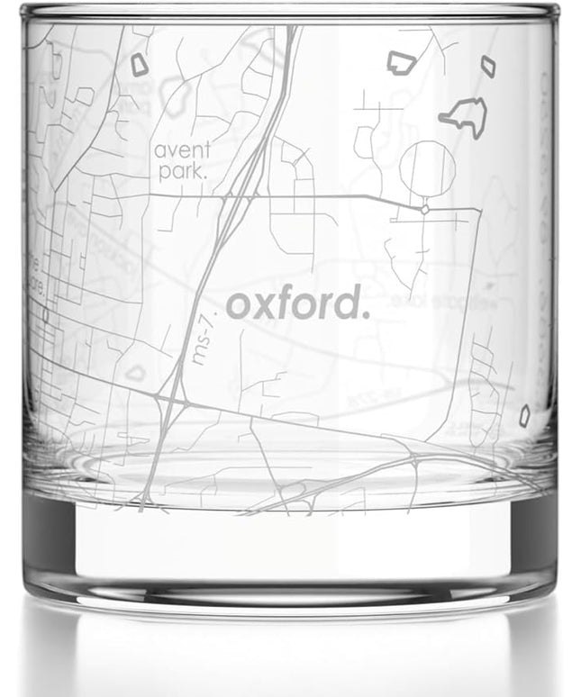 Well Told Engraved Oxford Mississippi Map Rocks Glass, Old Fashioned Glassware (11 oz, Clear) Etched Bourbon Tumbler, Gifts For Whiskey Lovers