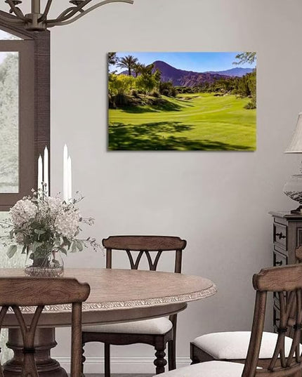 Beautiful Fairway At Indian Wells Golf Course Wall Art for Living Room Bedroom Bathroom Home Decorations Golf Course Canvas Prints Picture Poster Modern Artwork Framed Ready to Hang(28''H x 44''W)