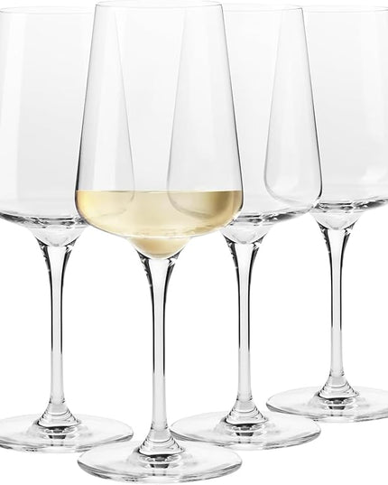 Krosno White and Sparkling Large Wine Glasses Drinking | 4 Pieces Set 13.5 fl oz | Infinity Collection | Elegant | Cocktail Crystal Set Wedding Gift | Lead-Free Glass | Homes, Restaurants & Kitchen