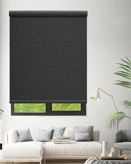 Zshine Motorized Blackout Window Blinds Customize Width (23-95 Inches) Remote Control Wireless and Rechargeable Roller Shades Blinds for Windows, Home, Office, Hotel, Club, Restaurant(82141H)