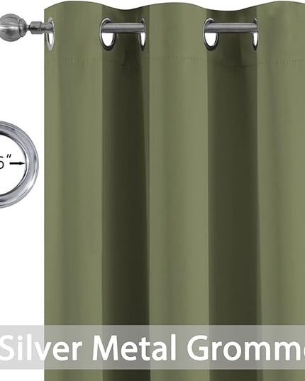 Yakamok Window Treatment Kitchen Drapes - Plain Solid Grommet Top Short Curtains for Kitchen Window(52Wx36L, Sage, 2 Panels)