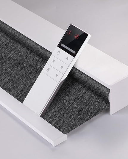 ZSHINE Motorized Blackout Window Blinds Customize Width Remote Control Wireless and Rechargeable Window Roller Shades for, Home, Office, Hotel, Club, Restaurant and Cinema(82133E-1)