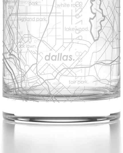 Well Told Engraved Dallas Texas Map Rocks Glass, Old Fashioned Whiskey Glass (11 oz, Clear) Etched Whiskey Glass, Gifts For Whiskey Lovers