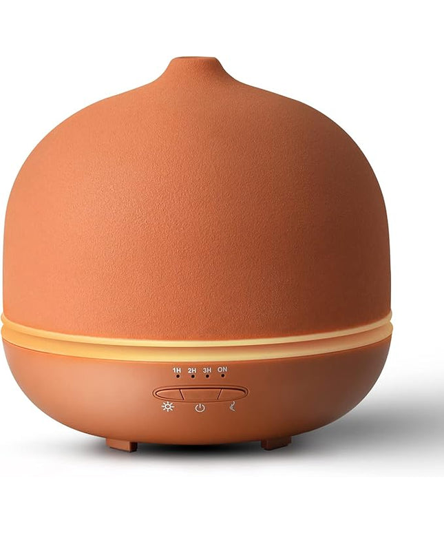Wanlola Stone Diffusers for Essential Oils Large Room,500ml Handmade Ceramic Diffuser with 4 Timer & 10 Ambient Light Settings for Home Office (Terracotta)