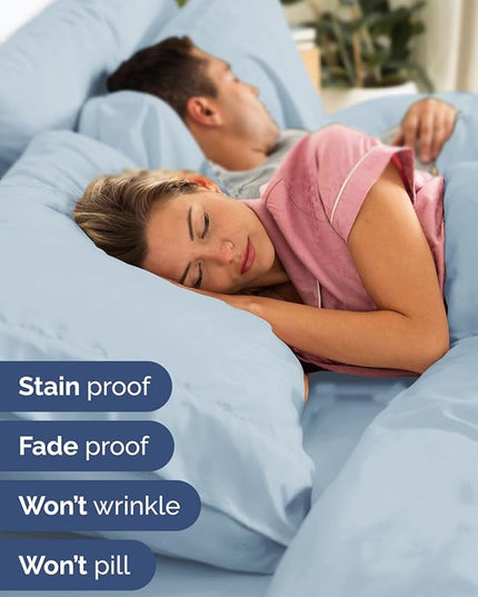 Extra Deep Full Sheet Set - 6 Piece Breathable & Cooling Sheets - Hotel Luxury Bed Sheets Set - Easy & Secure Fit - Soft, Wrinkle Free & Comfy Sheets Set - Sky Blue Sheet Set with Extra Deep Pockets