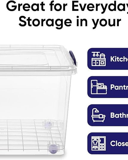 Superio Storage Bins with Lids, Clear Plastic Containers for Organizing, Stackable Totes, BPA Free, Odor Free, Organizer Boxes for Home, and Dorm (2 Pack, 44 Quart)