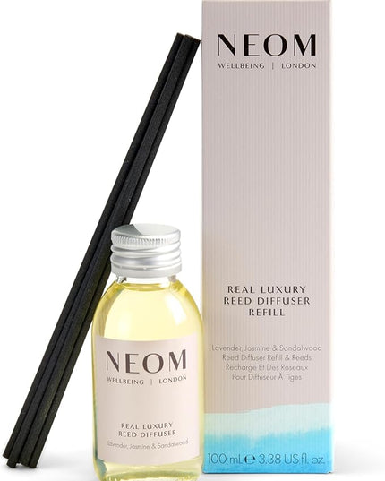NEOM Real Luxury Reed Diffuser Refill,100ml | Lavender, Jasmine & Sandalwood I 100% Natural Fragrances I Last up to 12 Weeks