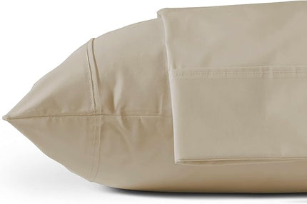 Linen Home 100% Cotton Percale Pillowcases King Size, Light Taupe, 2 Pieces of Pillow Case, Crisp and Cool Strong Bed Linen, 20 inches X 40 inches