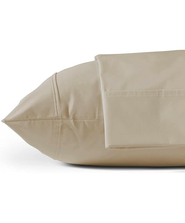 Linen Home 100% Cotton Percale Pillowcases King Size, Light Taupe, 2 Pieces of Pillow Case, Crisp and Cool Strong Bed Linen, 20 inches X 40 inches