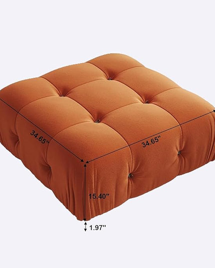 JACH Modern Ottoman Module for Living Room, Cushion Covers Removable, Minimalist Comfy Breathable Ottoman for Living Room Apartment (Orange)